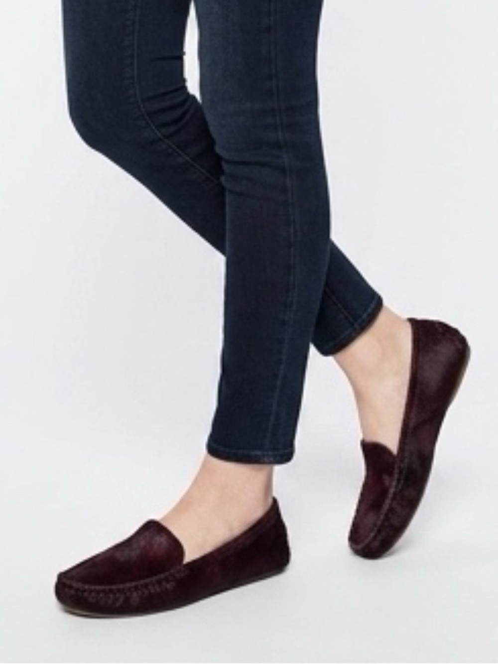 ELIZABETH AND JAMES WINE COLORED CALF HAIR LOAFERS SIZE 7M EUC